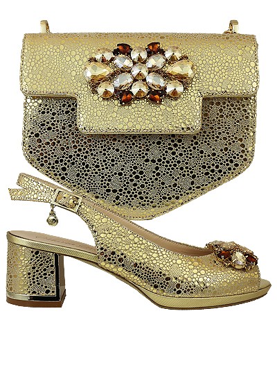 MTB338 - Gold Leather Marta Fabi Shoes & Bag