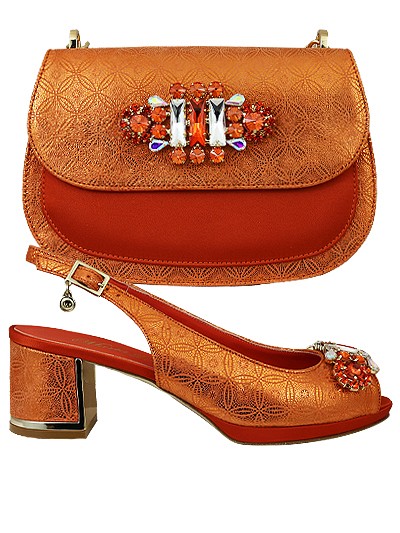 MTB340  - Orange Leather Marta Fabi Shoes & Bag