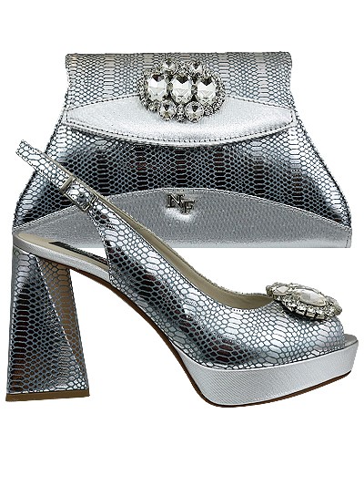 NFI565 - Silver Nadia Ferri Shoes & Bag