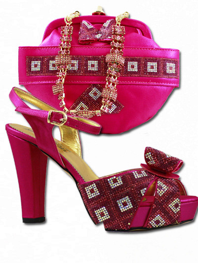 fuschia shoes and bag