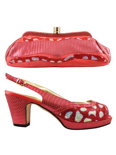 coral shoes and bag