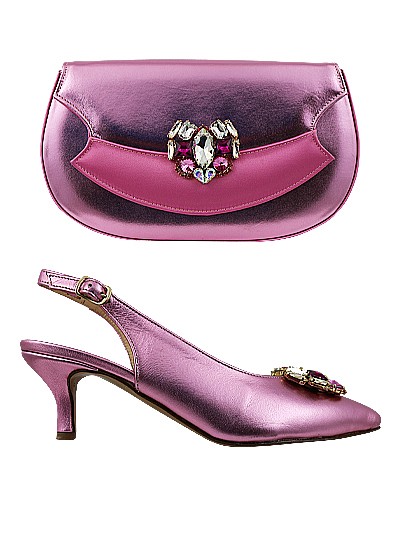 EDS1312 - Leather Pink Enzo di Roma Closed  Toe  Shoe & Bag
