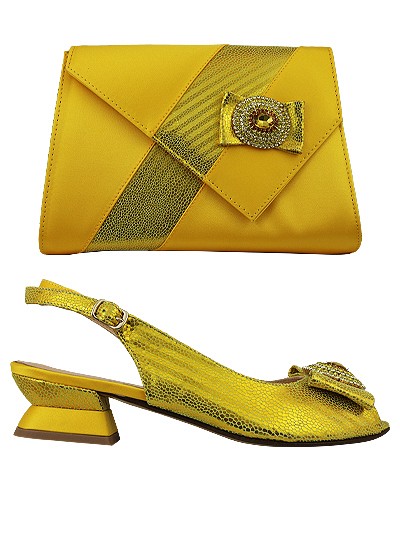 EDS1344 - Leather Yellow Enzo di Roma Shoe & Bag