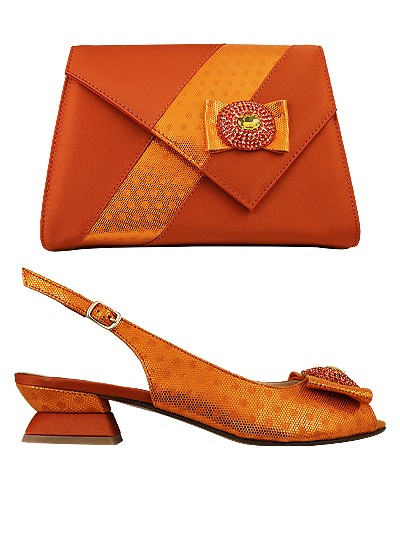 EDS1352 - Leather Burnt Orange Enzo di Roma Shoe & Bag