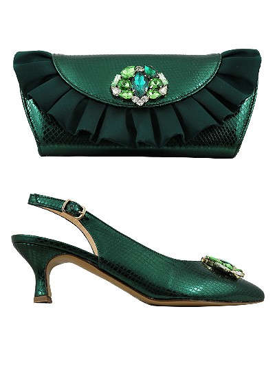 EDS1353 - Leather Green Enzo di Roma Shoe & Bag