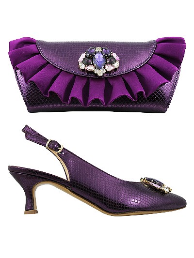 EDS1355 - Leather Purple Enzo di Roma Shoe & Bag