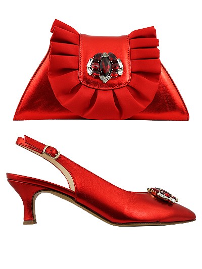 EDS1357 - Leather Red Enzo di Roma Shoe & Bag