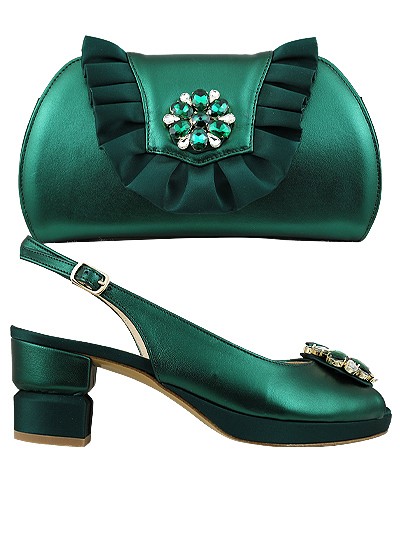 EDS1368 - Leather Forest Green Enzo di Roma Shoe & Bag