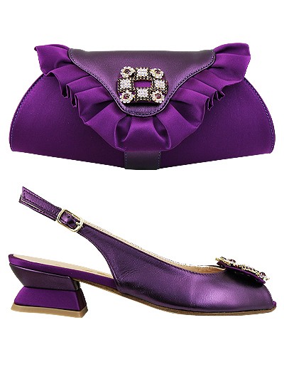EDS1372 - Leather Purple Enzo di Roma Shoe & Bag