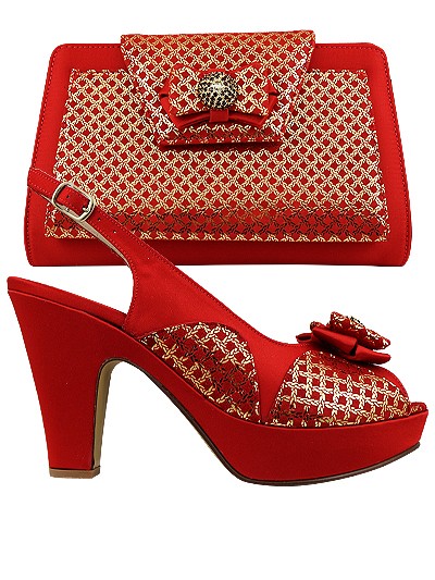 EDS1381 - Leather Red Enzo di Roma Shoe & Bag 