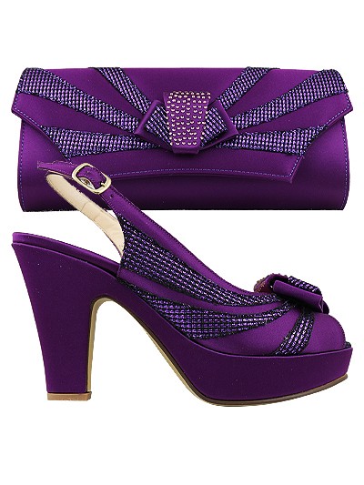 EDS1392 - Leather Purple Enzo di Roma Shoe & Bag