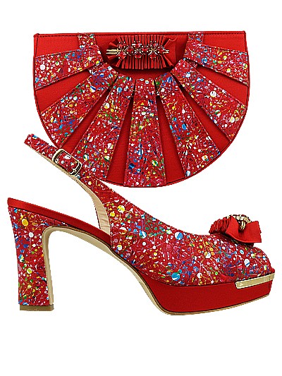 MTB183 - Multicolored Leather Red Marta Fabi Shoes & Bag