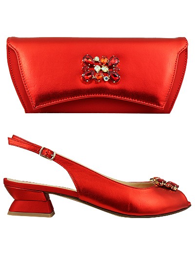 EDS1405 - Leather Red Enzo di Roma Shoe & Bag