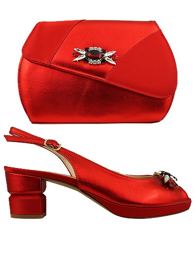 EDS1406 - Leather Red Enzo di Roma Shoe & Bag