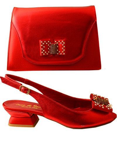 EDS1415 - Leather Red Enzo di Roma Shoe & Bag