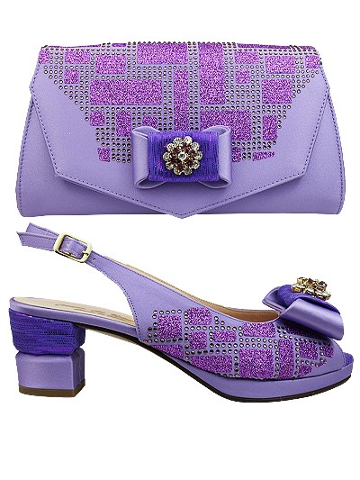 EDS1422 - Stamped Leather Lilac Enzo di Roma Shoe & Bag