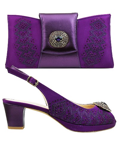 EDS1424 - Leather Purple Enzo di Roma Shoe & Bag