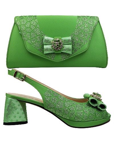 EDS1427 -  Stamped Leather Lime Enzo di Roma Shoe & Bag
