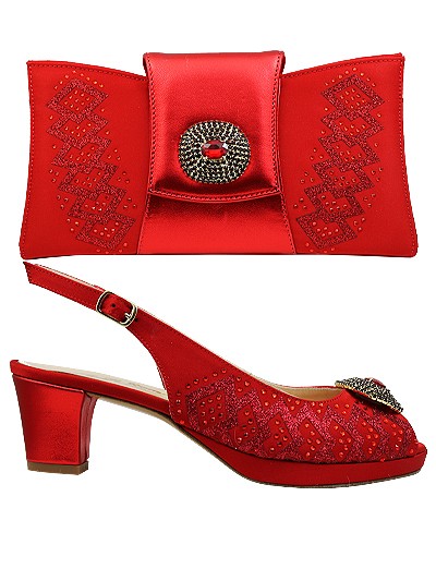EDS1431 - Leather Red Enzo di Roma Shoe & Bag