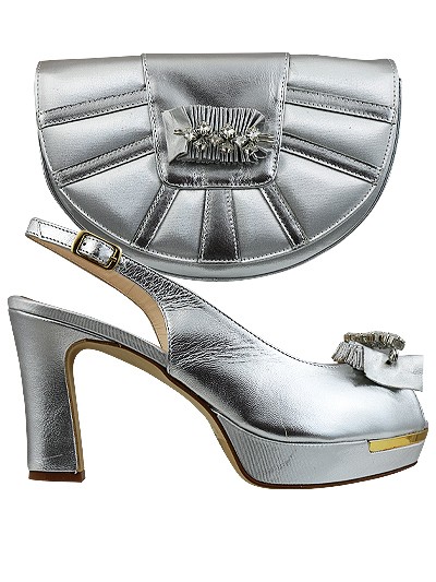 MTB192 - Silver Leather Marta Fabi Shoes & Bag