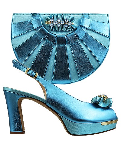 MTB195 - Sky Blue Leather Marta Fabi Shoes & Bag