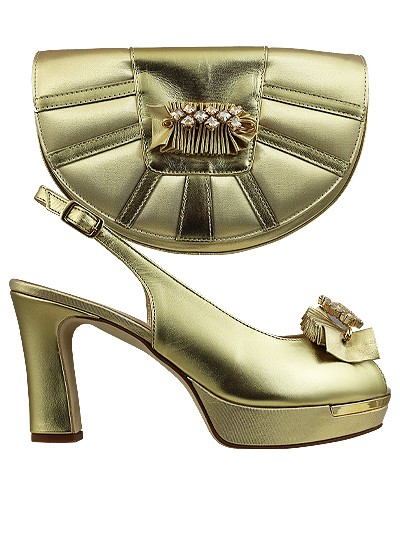 MTB199 - Gold Leather Marta Fabi Shoes & Bag 