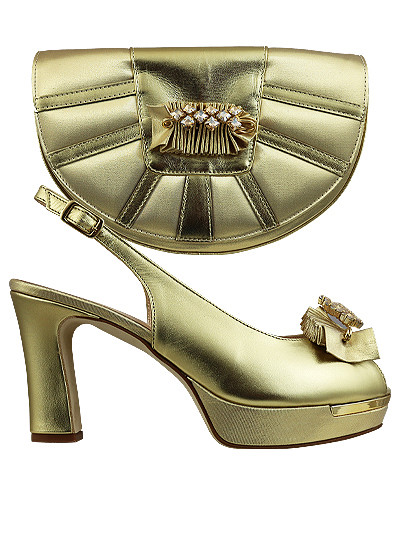 MTB199 - Gold Leather Marta Fabi Shoes & Bag