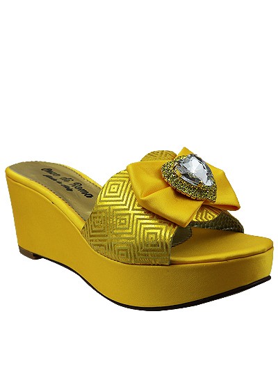 EDS1437 - Leather Yellow Enzo di Roma Wedge Slippers