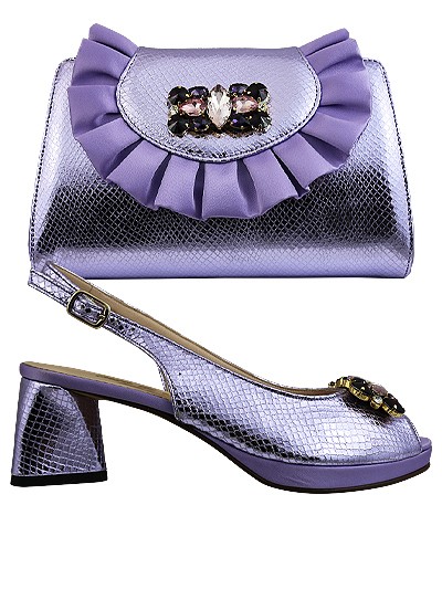EDS1447 - Leather Lilac Enzo di Roma Shoe & Bag