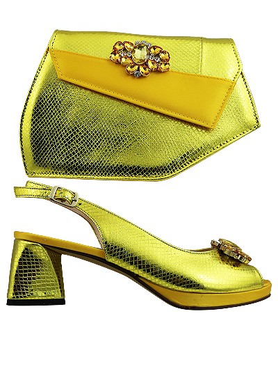 EDS1452 - Leather Yellow Enzo di Roma Shoe & Bag