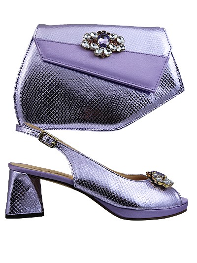 EDS1455 - Leather Lilac Enzo di Roma Shoe & Bag