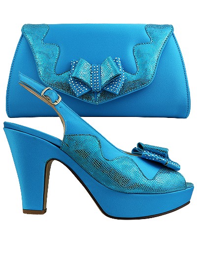 EDS1478 - Leather Turquoise Enzo di Roma Shoe & Bag