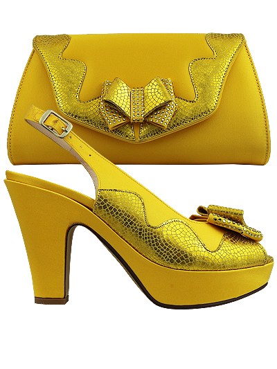 EDS1479 - Leather Yellow Enzo di Roma Shoe & Bag