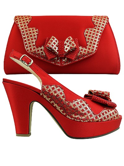 EDS1482 - Leather Red Enzo di Roma Shoe & Bag