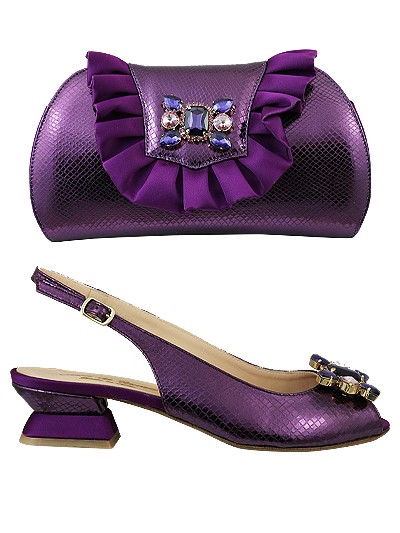 EDS1487 - Leather Violet Enzo di Roma Shoe & Bag