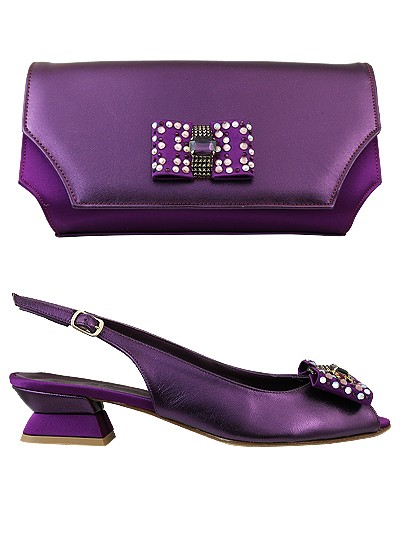 EDS1493 - Leather Purple Enzo di Roma Shoe & Bag