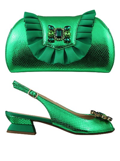 EDS1498 - Leather Green Enzo di Roma Shoe & Bag