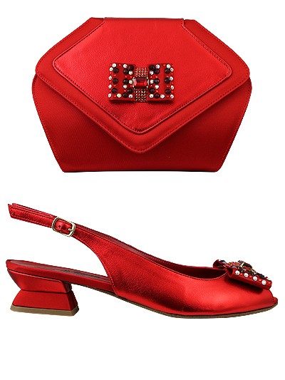 EDS1501 - Leather Red Enzo di Roma Shoe & Bag