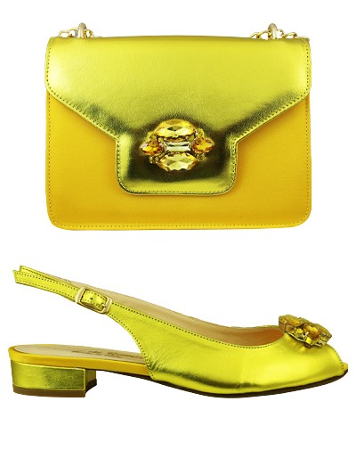 EDS1502 - Leather Yellow Enzo di Roma Shoe & Bag