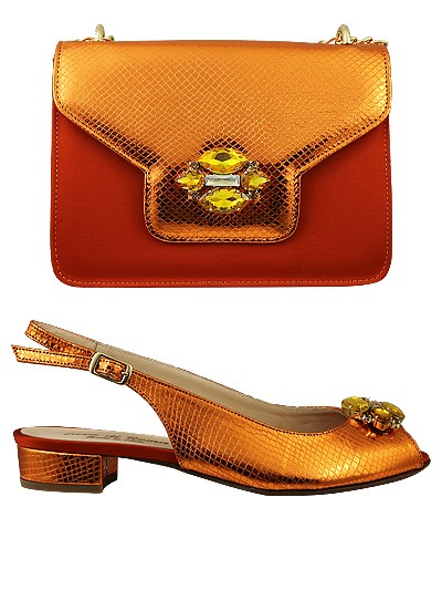 EDS1510 - Leather Burnt Orange Enzo di Roma Shoe & Bag