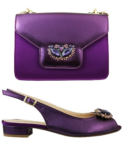 EDS1520 - Leather Violet Enzo di Roma Shoe & Bag