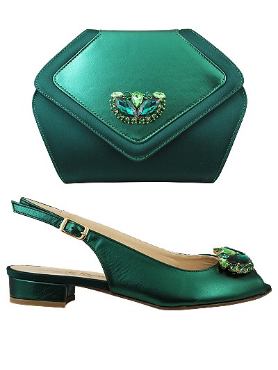 EDS1526 - Leather Forest Green Enzo di Roma Shoe & Bag