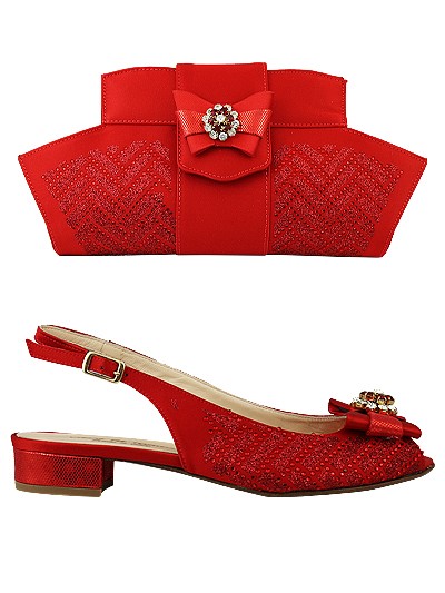 EDS1529 - Leather Red Enzo di Roma Shoe & Bag