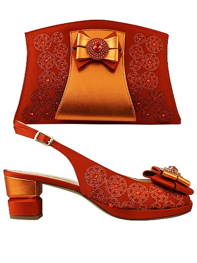 EDS1537 - Leather Burnt Orange Enzo di Roma Shoe & Bag