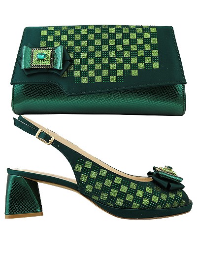 EDS1541 - Leather Forest Green Enzo di Roma Shoe & Bag