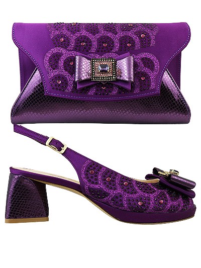 EDS1543 - Leather Violet Enzo di Roma Shoe & Bag