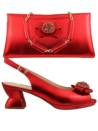 MTB208 - Red Leather Marta Fabi Shoes & Bag