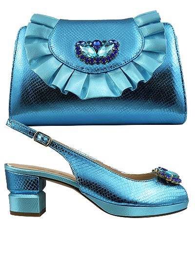 MTB228  - Turquoise Leather Marta Fabi Shoes & Bag