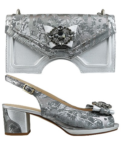MTB233  - Silver Leather Marta Fabi Shoes & Bag