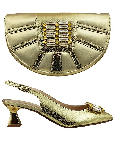 MTB238  - Closed Toe Gold Leather Marta Fabi Shoes & Bag